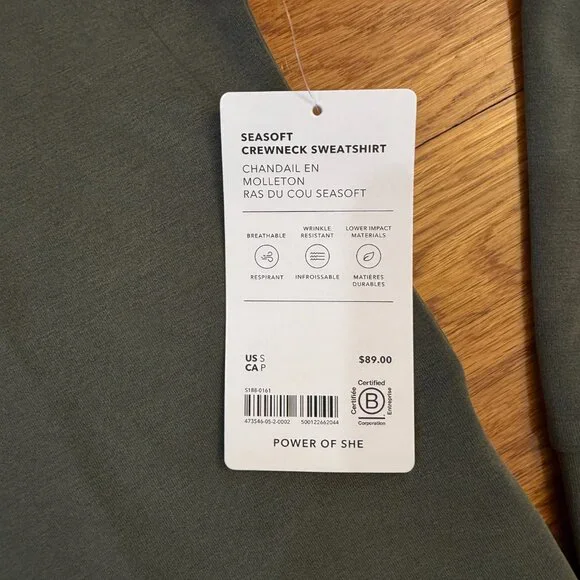 Athleta Seasoft Crewneck Sweatshirt in Green - Size Small NWT - Picture 3 of 6